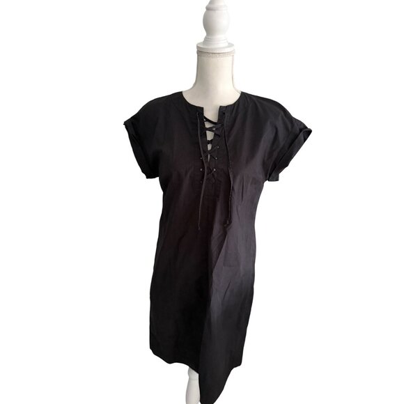 J CREW Lace Up Black Shift Dress Size Small Tall - Picture 5 of 5